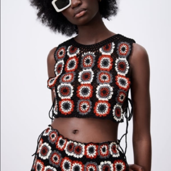 Zara Shorts Zara 2 Pieces Floral Crochet Top And Shorts Matching